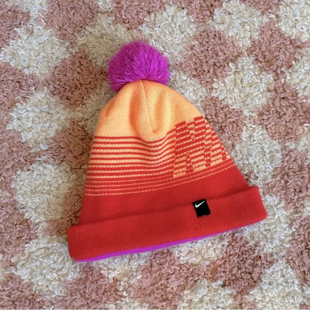 Nike Youth Pom Stripe Knit Beanie Hat